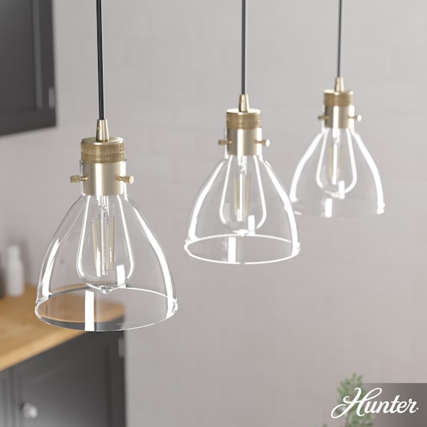Hunter Van Nuys 3 Light Linear Cluster in Alturas Gold