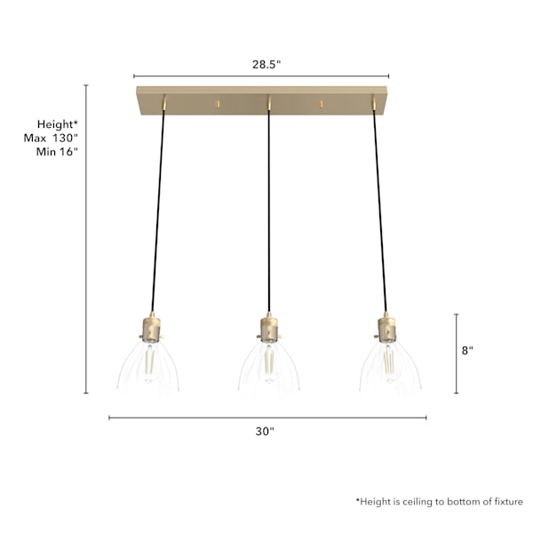 Hunter Van Nuys 3 Light Linear Cluster in Alturas Gold