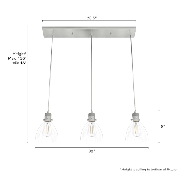 Hunter Van Nuys 3 Light Linear Cluster in Brushed Nickel