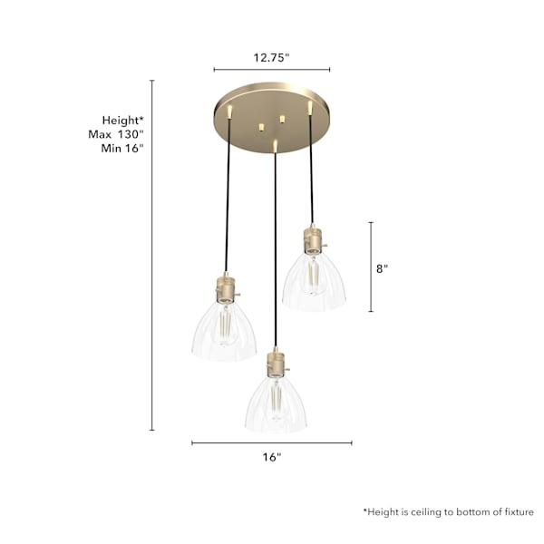 Hunter Van Nuys 3 Light Round Cluster in Alturas Gold