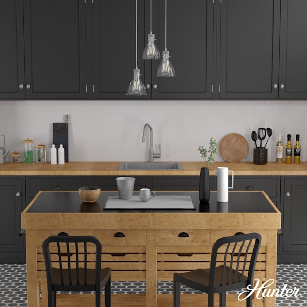 Hunter Van Nuys 3 Light Round Cluster in Brushed Nickel