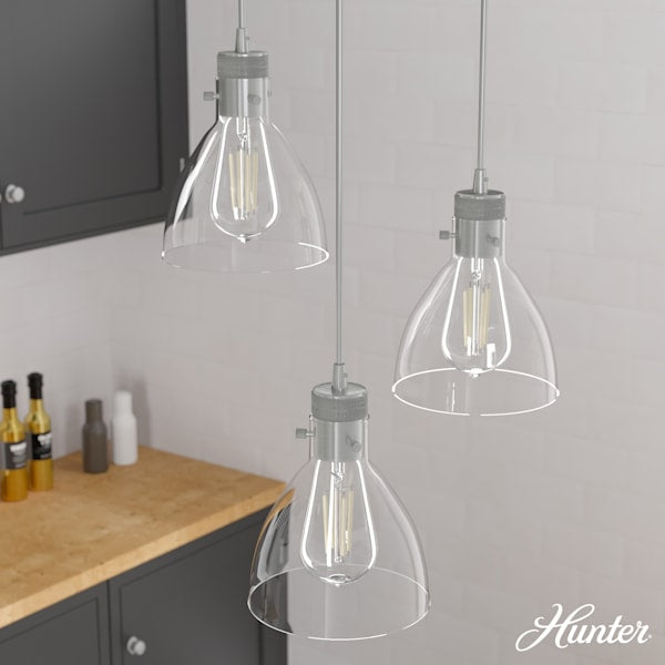 Hunter Van Nuys 3 Light Round Cluster in Brushed Nickel