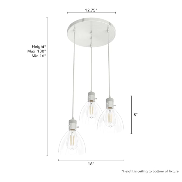 Hunter Van Nuys 3 Light Round Cluster in Brushed Nickel