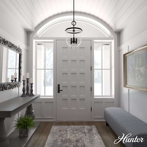 Hunter Belltown 4 Light Pendant in Natural Iron
