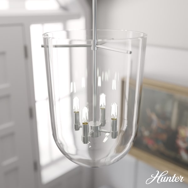 Hunter Sacha 4 Light Pendant in Brushed Nickel