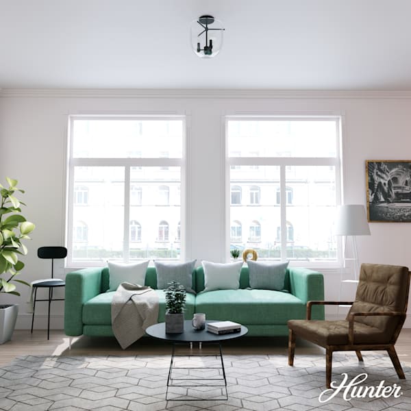 Hunter Sacha 3 Light Semi-Flush Mount in Natural Iron