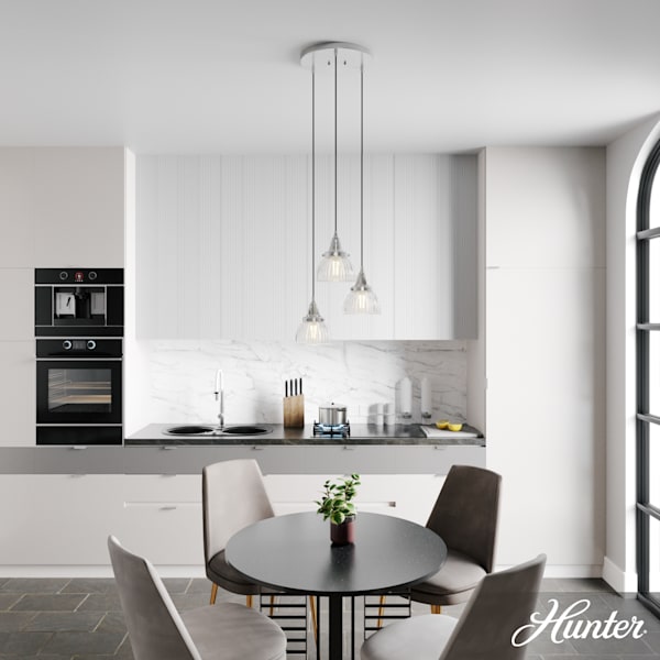 Hunter Cypress Grove 3 Light Round Chandelier in Brushed Nickel