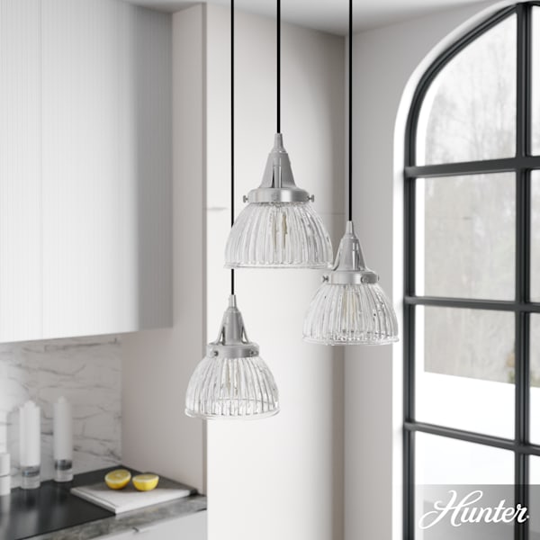 Hunter Cypress Grove 3 Light Round Chandelier in Brushed Nickel