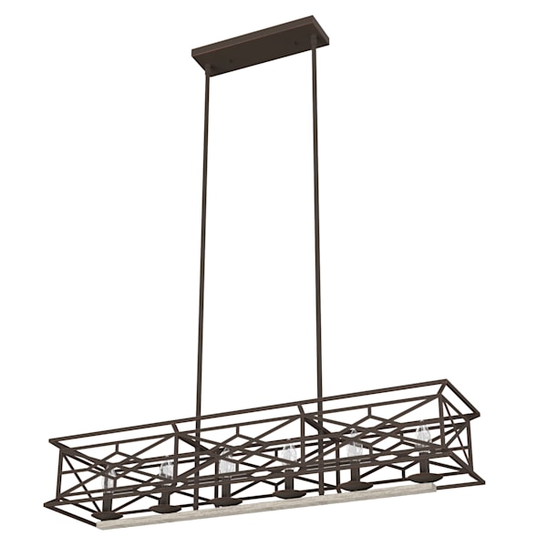 Hunter Langwood 6 Light Linear Chandelier in Onyx Bengal