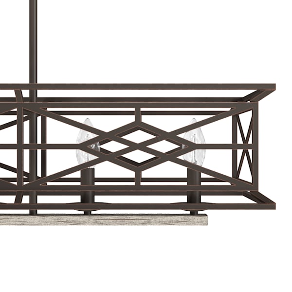 Hunter Langwood 6 Light Linear Chandelier in Onyx Bengal