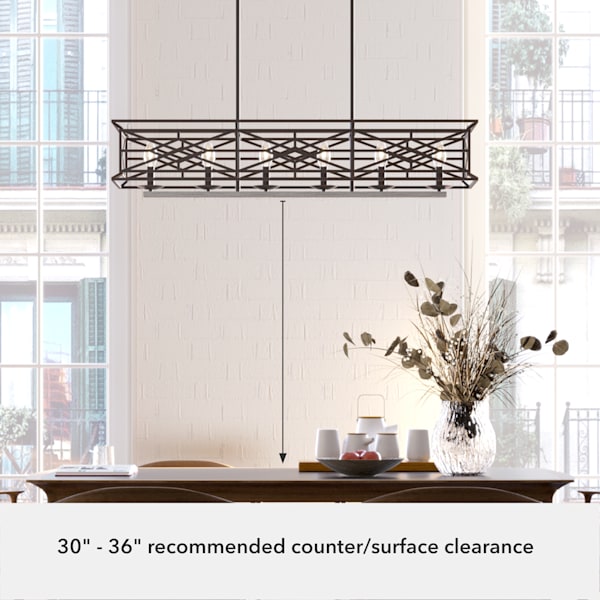 Hunter Langwood 6 Light Linear Chandelier in Onyx Bengal