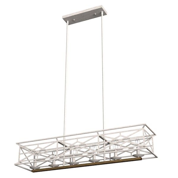 Hunter Langwood 6 Light Linear Chandelier in Distressed White