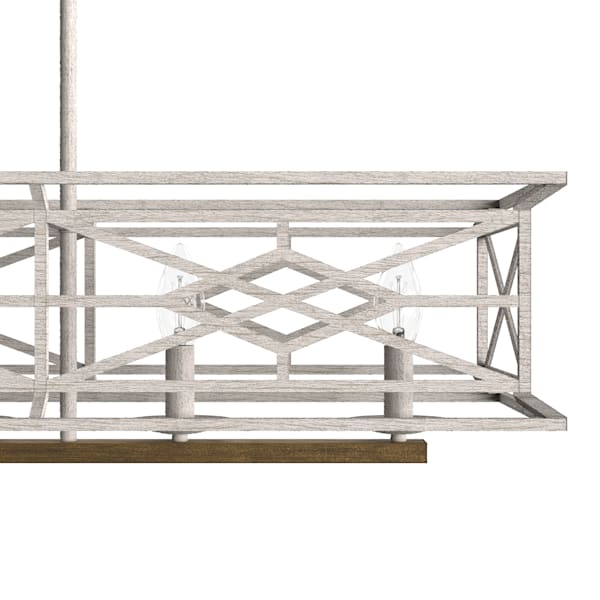 Hunter Langwood 6 Light Linear Chandelier in Distressed White