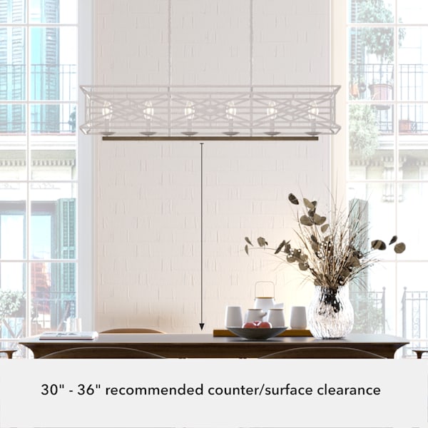 Hunter Langwood 6 Light Linear Chandelier in Distressed White