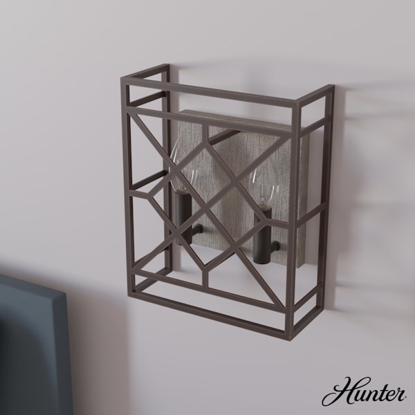 Hunter Langwood 2 Light Wall Sconce in Onyx Bengal