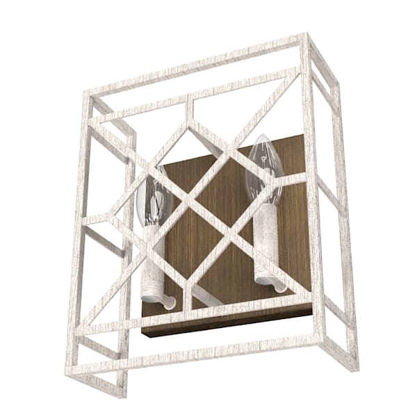 Hunter Langwood 2 Light Wall Sconce in Distressed White