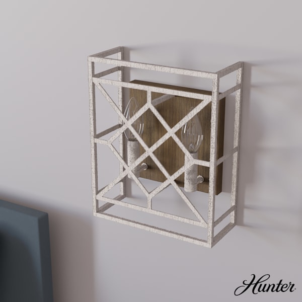 Hunter Langwood 2 Light Wall Sconce in Distressed White