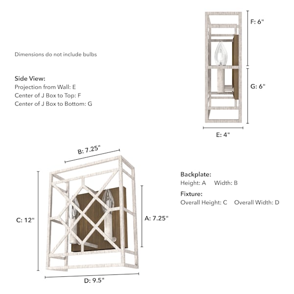 Hunter Langwood 2 Light Wall Sconce in Distressed White