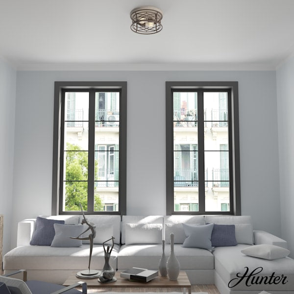 Hunter Langwood 2 Light Flush Mount in Onyx Bengal