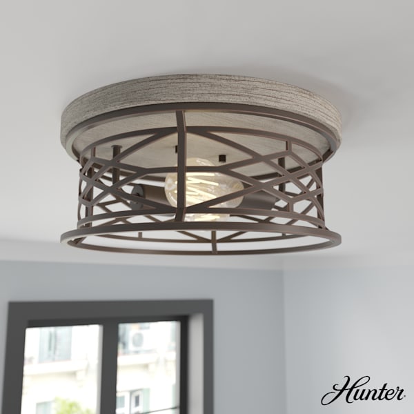 Hunter Langwood 2 Light Flush Mount in Onyx Bengal