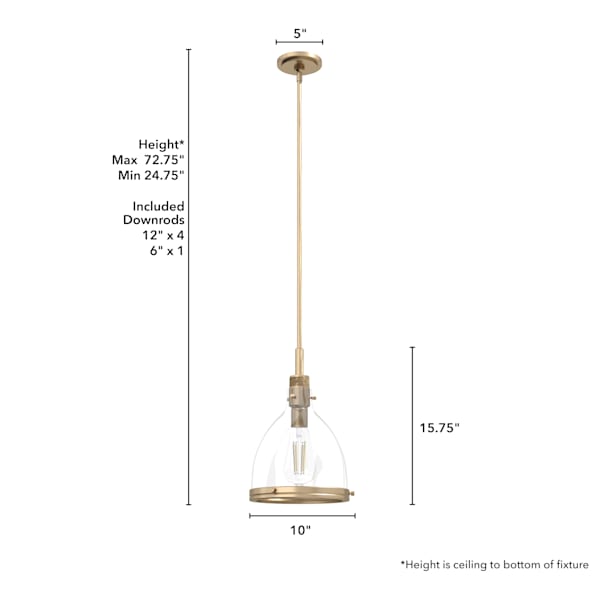 Hunter Van Nuys 1 light 10 Inch Pendant in Alturas Gold
