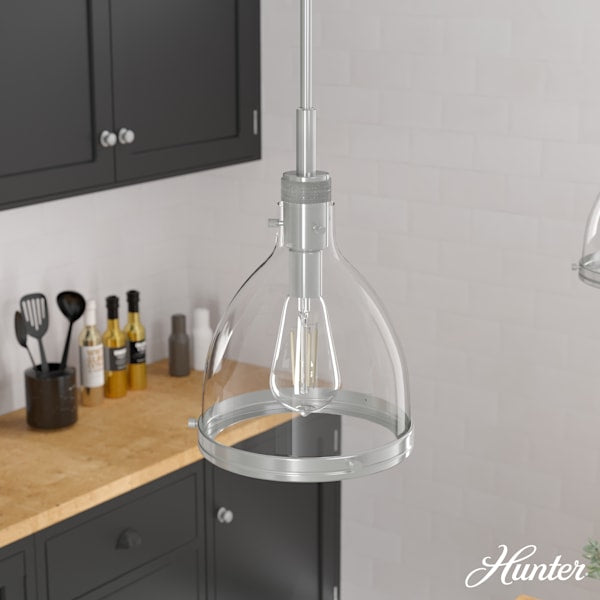 Hunter Van Nuys 1 light 10 Inch Pendant in Brushed Nickel
