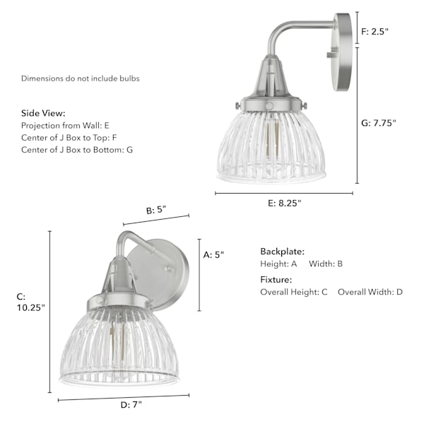 Hunter Cypress Grove 1 Light Wall Sconce in Brushed Nickel