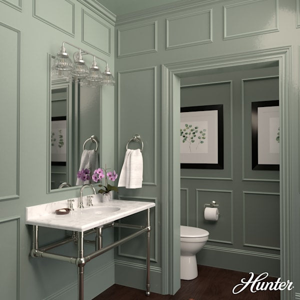 Hunter Cypress Grove 4 Light Vanity in Brushed Nickel