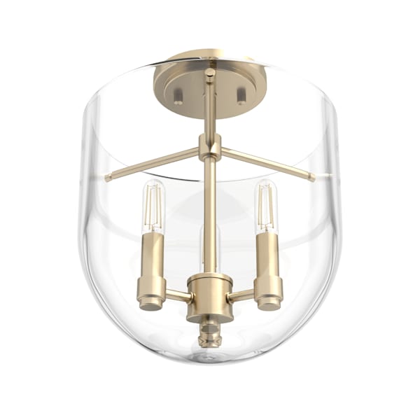 Hunter Sacha 3 Light Semi-Flush Mount in Alturas Gold