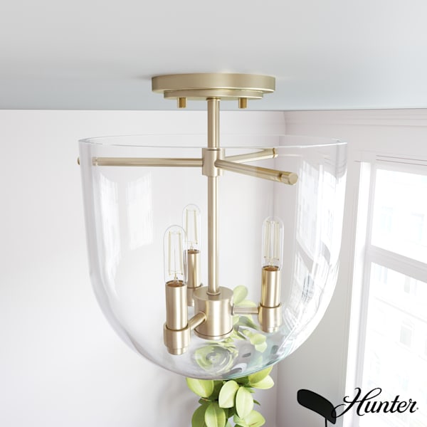 Hunter Sacha 3 Light Semi-Flush Mount in Alturas Gold