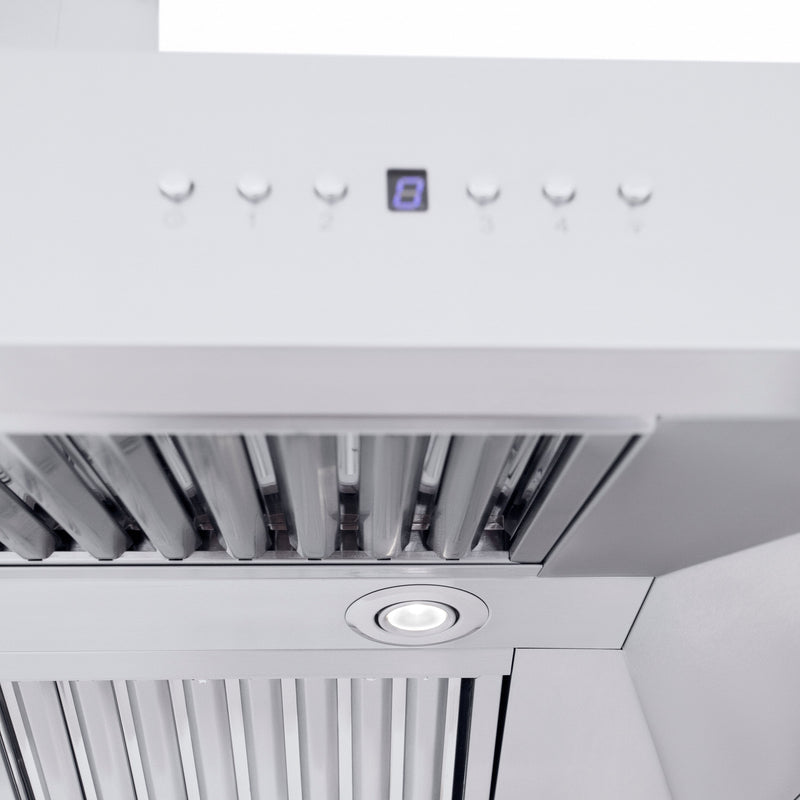 ZLINE 667CRN Professional 400 CFM Convertible Vent Wall Mount Range Hood in Stainless Steel with Crown Molding