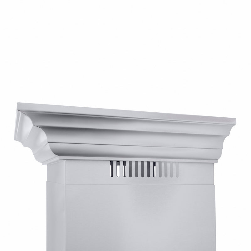 ZLINE 667CRN Professional 400 CFM Convertible Vent Wall Mount Range Hood in Stainless Steel with Crown Molding
