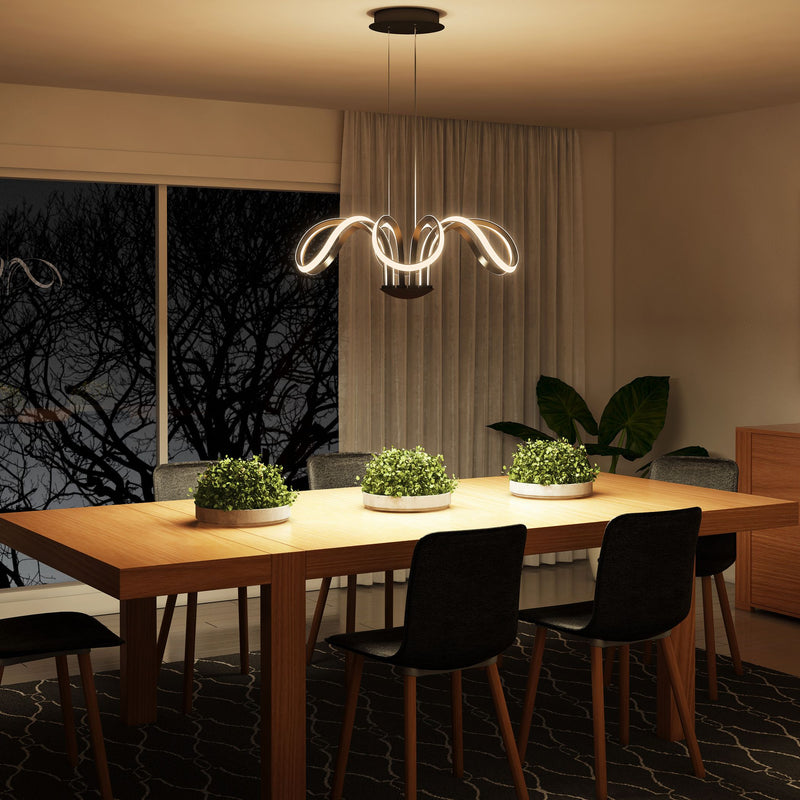 VONN Capella 30" VMC32420BL Multi-Modern Flower-Petal LED Chandelier in Black