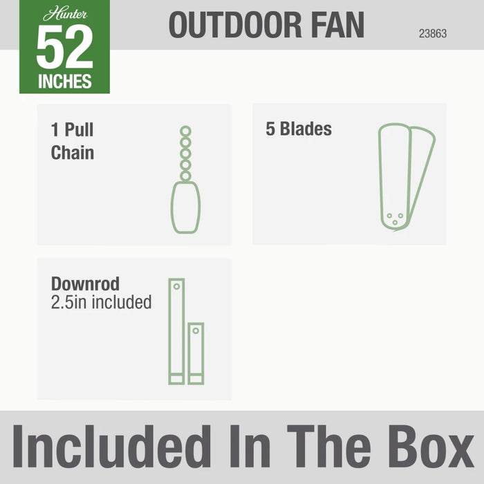 Hunter 52-Inch Original Teak Outdoor Ceiling Fan - Matte Black/Teak