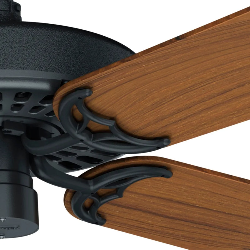 Hunter 52-Inch Original Teak Outdoor Ceiling Fan - Matte Black/Teak