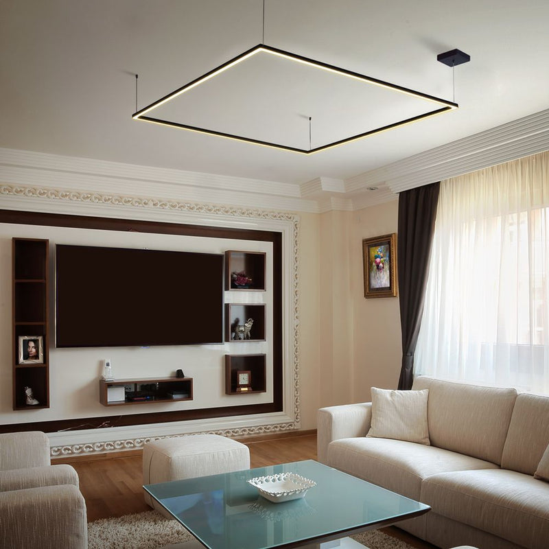 VONN Atria 51" VMCP35551BL Modern Square LED Chandelier with Suspension Cables in Black