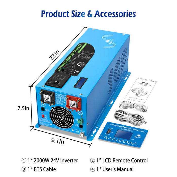 SunGoldPower 3000W DC 24V Pure Sine Wave Inverter With Charger