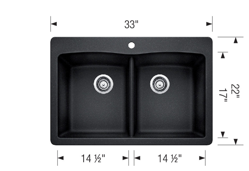 Blanco Diamond Equal Double Dual Mount SILGRANIT Kitchen Sink