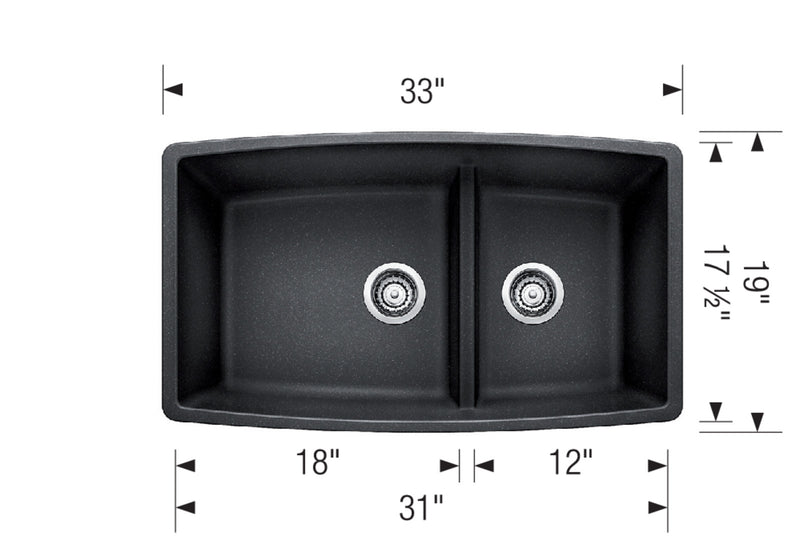 Blanco PERFORMA 1¾ Low Divide 33 in SILGRANIT Kitchen Sink