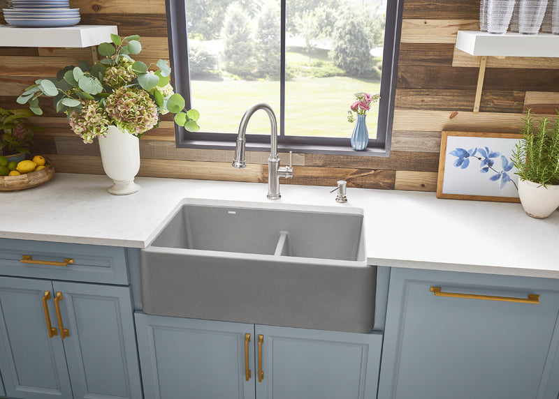 Blanco IKON 33 1¾ Apron Low Divide SILGRANIT Kitchen Sink