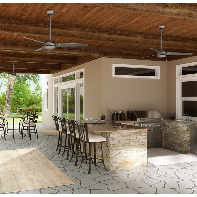 Hunter 44-Inch Cassius Matte Silver Outdoor Ceiling Fan