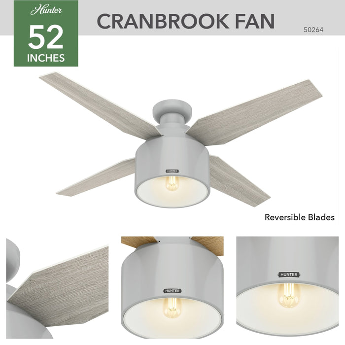 Hunter 52-Inch Cranbrook Low Profile Dove Grey Ceiling Fan