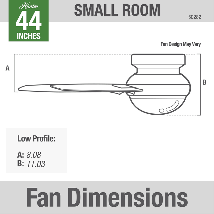 Hunter 44-Inch Dempsey Brushed Nickel Low Profile Ceiling Fan