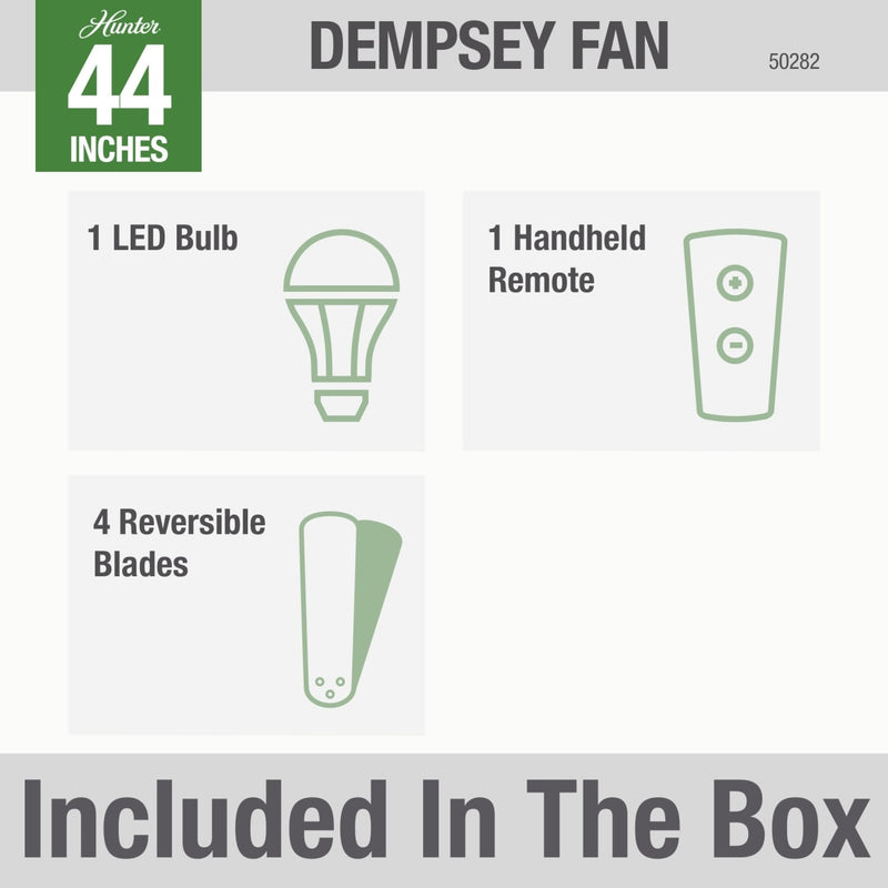 Hunter 44-Inch Dempsey Brushed Nickel Low Profile Ceiling Fan