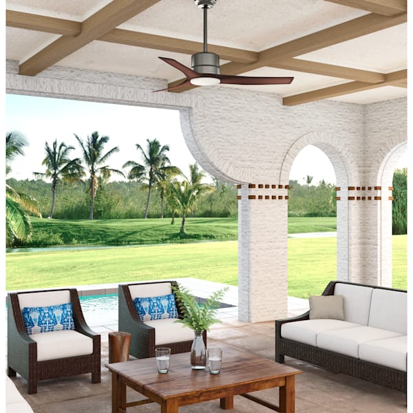 Casablanca Piston Outdoor 52 Inch Ceiling Fan with LED Lights - Brushed Slate/Coffee Beech
