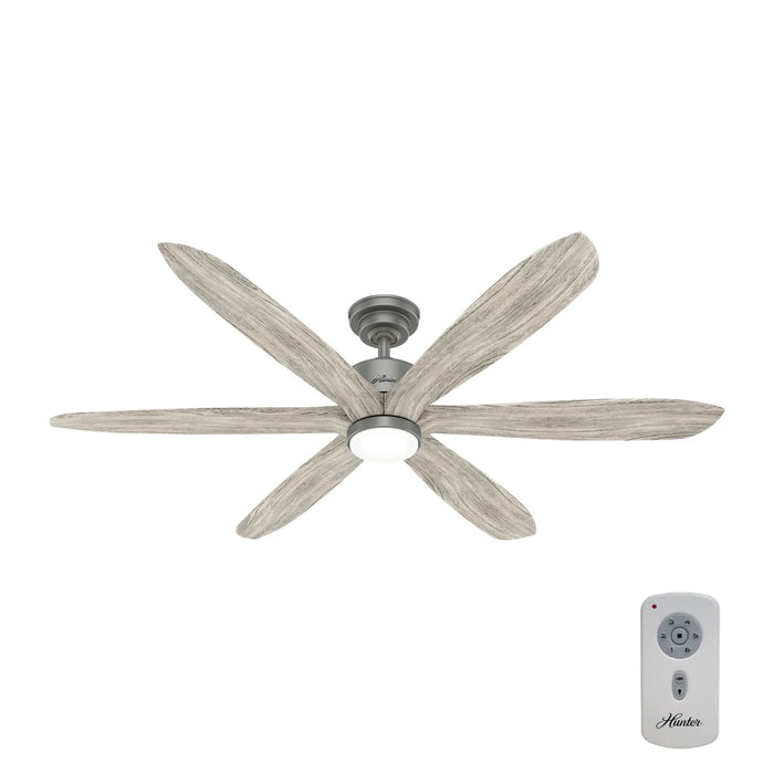 Hunter 58-Inch Rhinebeck Ceiling Fan with LED Light - Matte Silver/Weathered White Birch