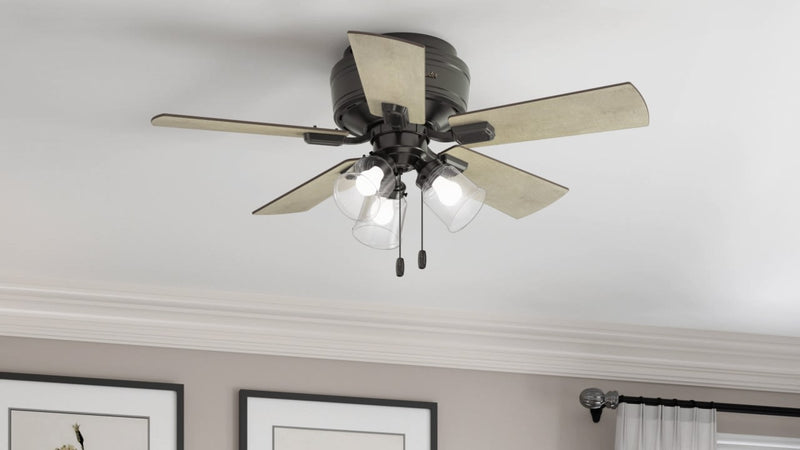 Hunter 42-Inch Crestfield Three Light Noble Bronze Low Profile Ceiling Fan