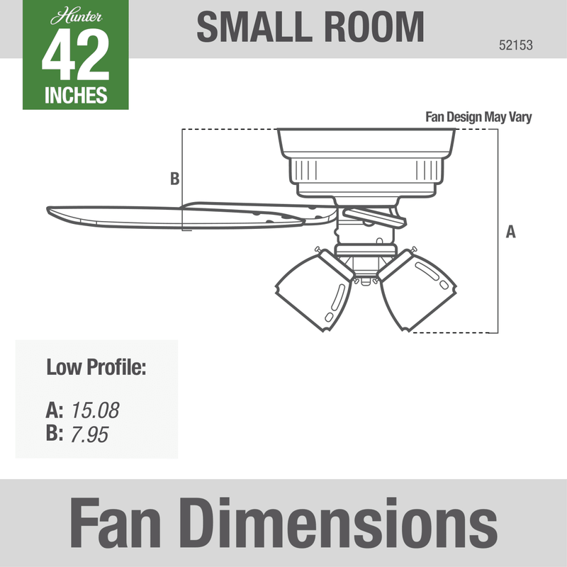 Hunter 42-Inch Crestfield Three Light Noble Bronze Low Profile Ceiling Fan