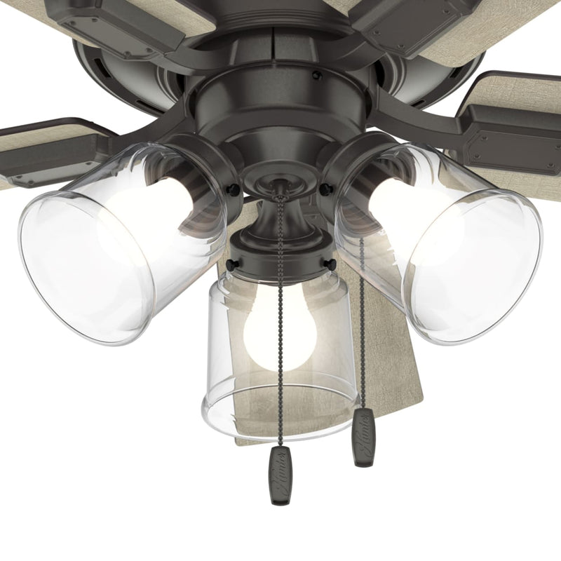 Hunter 42-Inch Crestfield Three Light Noble Bronze Low Profile Ceiling Fan