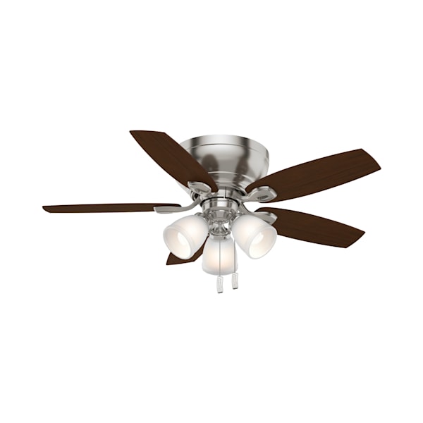 Casablanca Durant 3 Light Low Profile 44 Inch Ceiling Fan - Brushed Nickel/Walnut